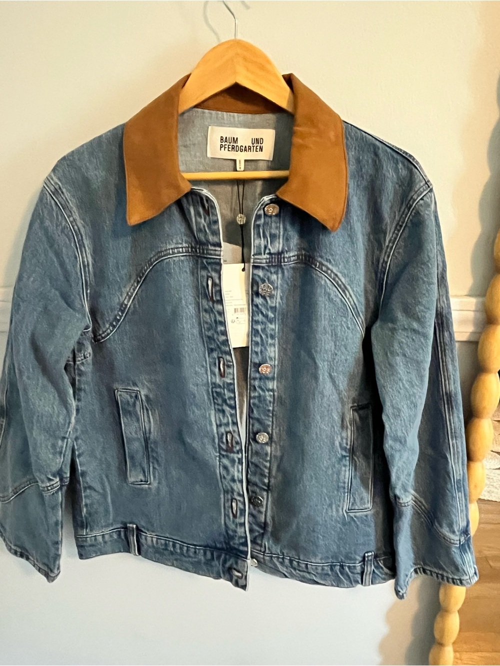 Women’s Denim Jacket with Brown suede Collar Baum Eud Pferdgarten